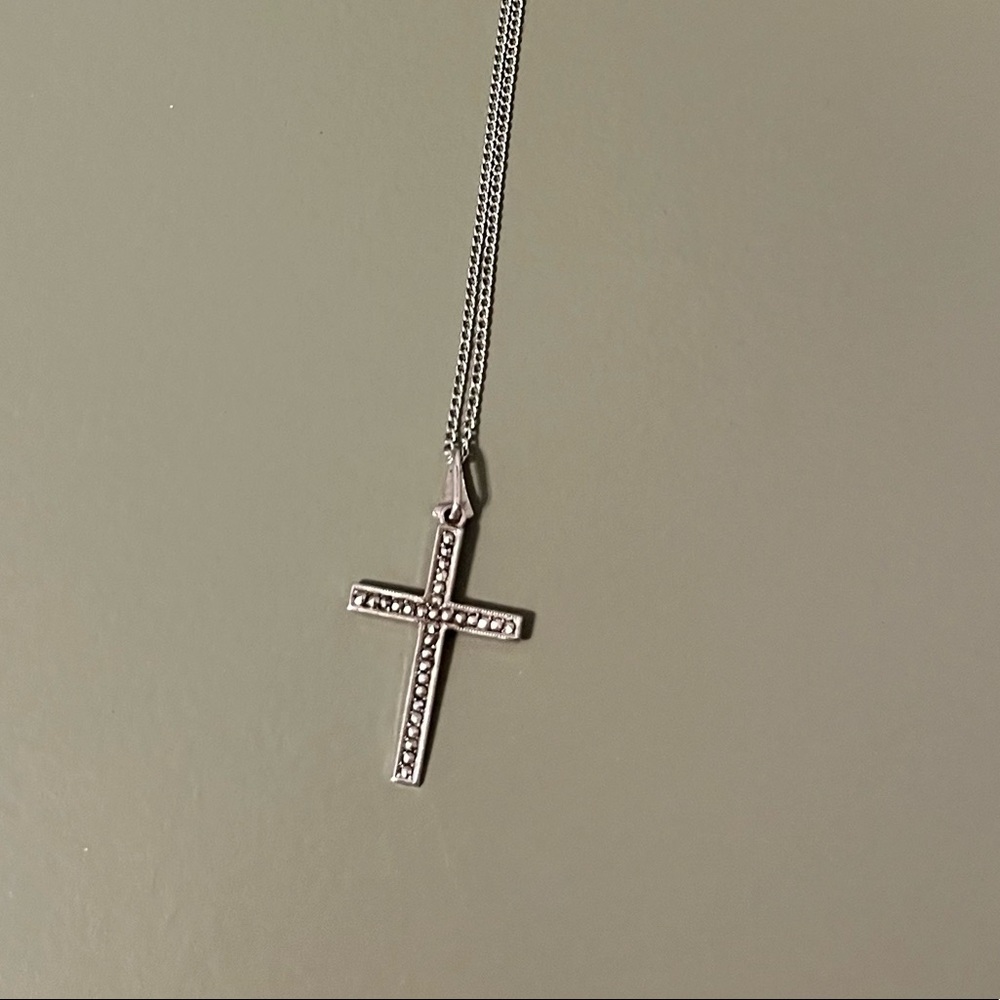 Marcasite cross on chain